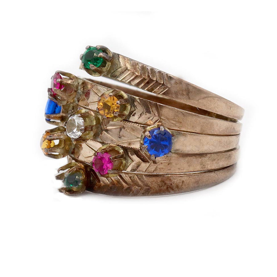 Vintage gemstone stacking ring in 10K rose gold