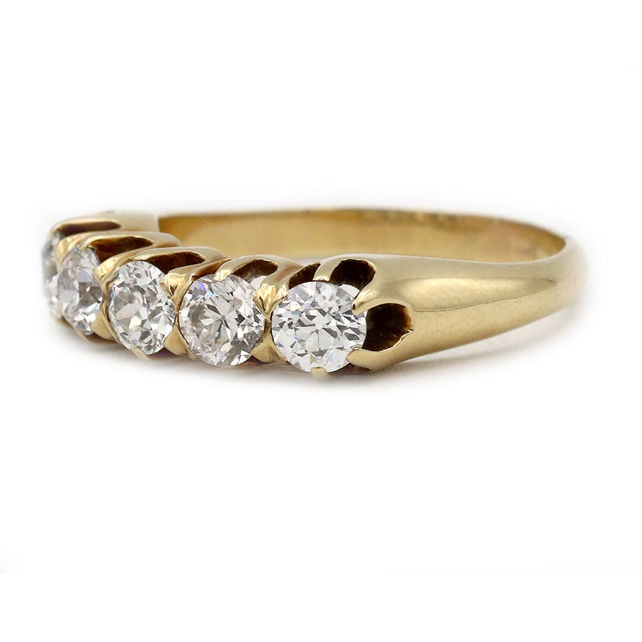 Victorian Diamond Wedding Ring in 10K Yellow Gold | Circa 1900s