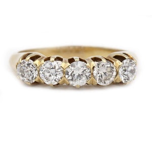 Victorian old mine cut diamond wedding ring in 10K rose gold circa 1900s