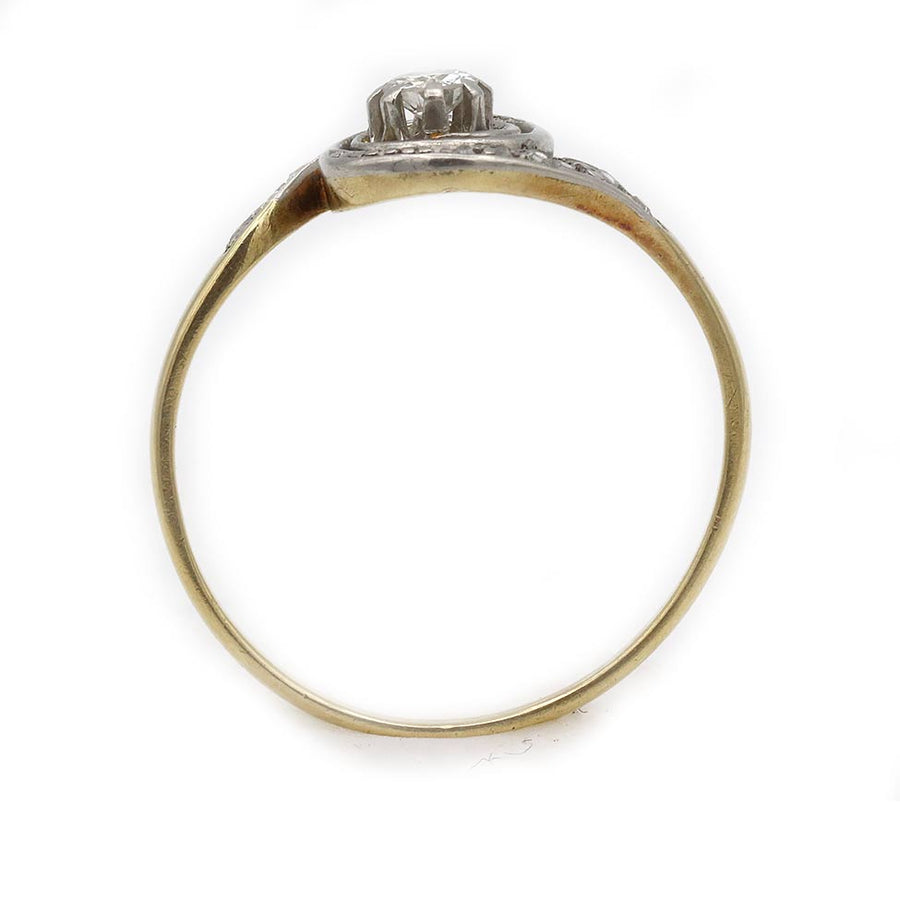 Victorian Old European & Rose Cut Diamond Bypass Antique Engagement Ring