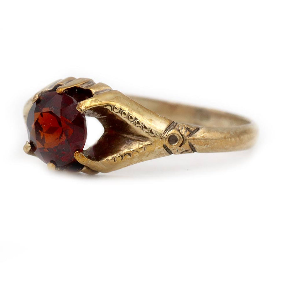 Victorian 1.05 Ct Garnet Split Shank Engagement Ring in 10K Rose Gold
