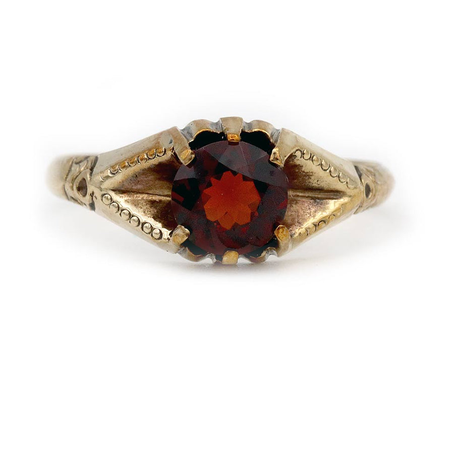 Victorian 1.05 Ct Garnet Split Shank Engagement Ring in 10K Rose Gold