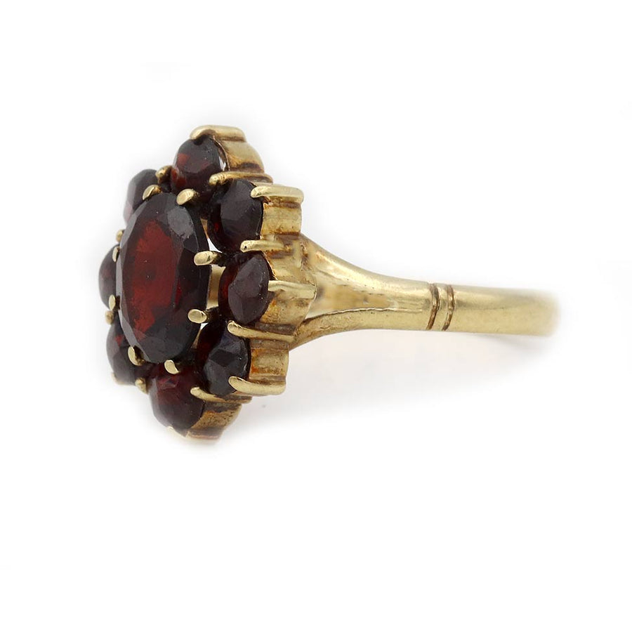 Victorian Garnet Cluster Antique Ring 2.30 CTW in 10K Rose Gold
