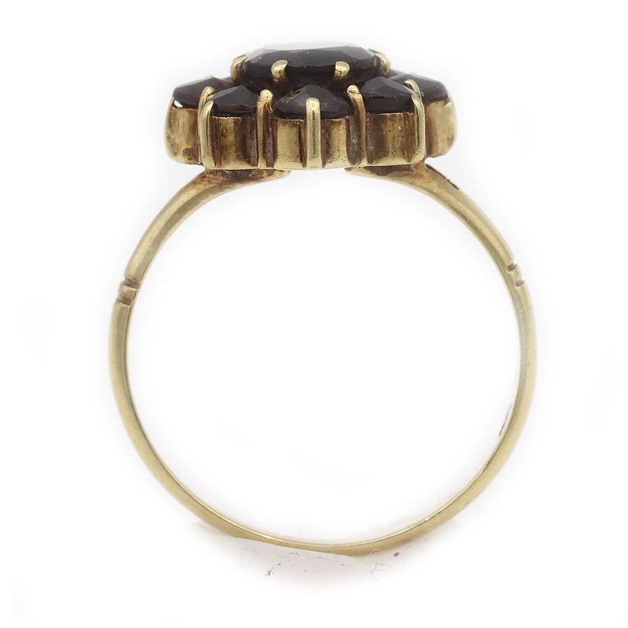 Victorian Garnet Cluster Antique Ring 2.30 CTW in 10K Rose Gold