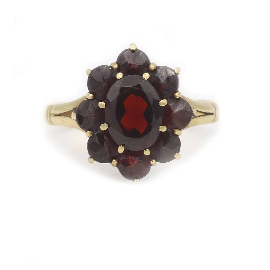 Victorian Garnet Cluster Antique Ring 2.30 CTW in 10K Rose Gold