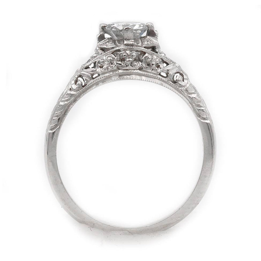 Estate Art Deco Style .55 Ct Old European Cut Diamond Engagement Ring GIA F/VVS2