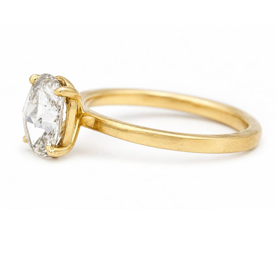 Vintage Style 1.32 Ct Rose Cut Diamond Solitaire Engagement Ring in 18 Kt Yellow Gold
