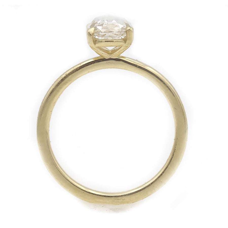 Vintage Style 1.32 Ct Rose Cut Diamond Solitaire Engagement Ring in 18 Kt Yellow Gold