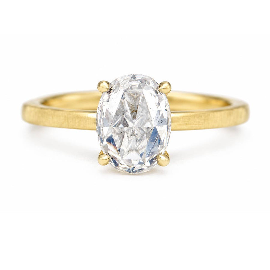 Vintage Style 1.32 Ct Rose Cut Diamond Solitaire Engagement Ring in 18 Kt Yellow Gold