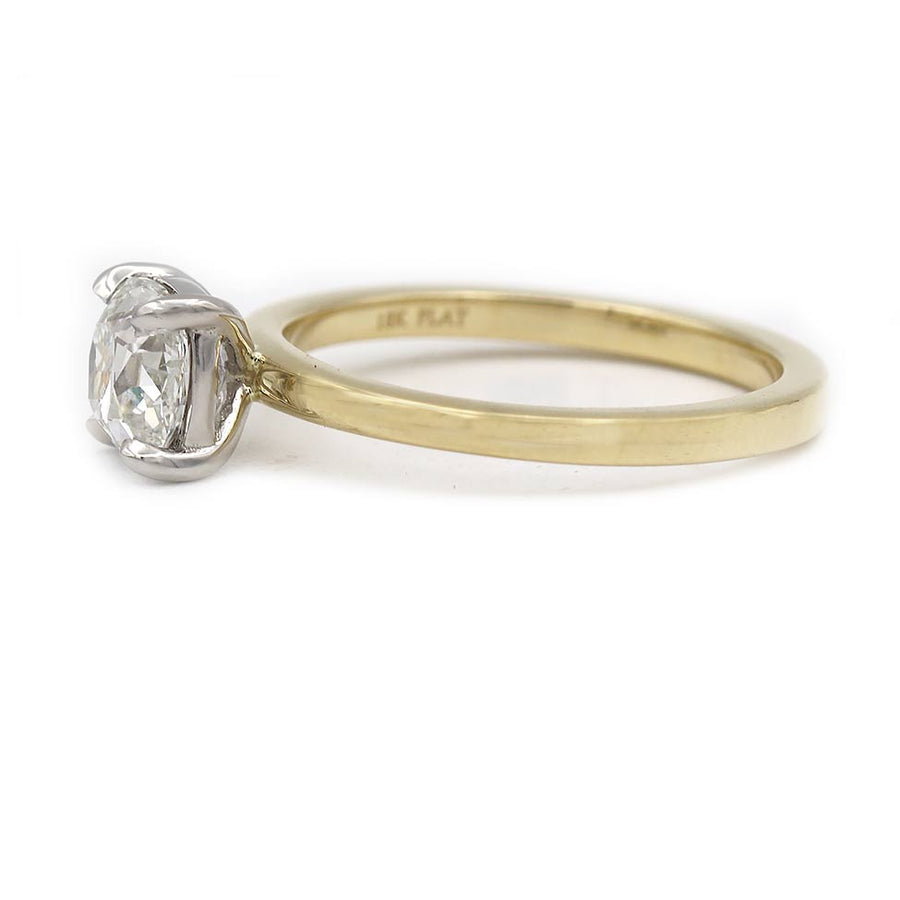 Vintage Style 1.01 Ct Antique Cushion Cut Diamond Solitaire Ring in Platinum & 18K Gold | GIA H/SI1