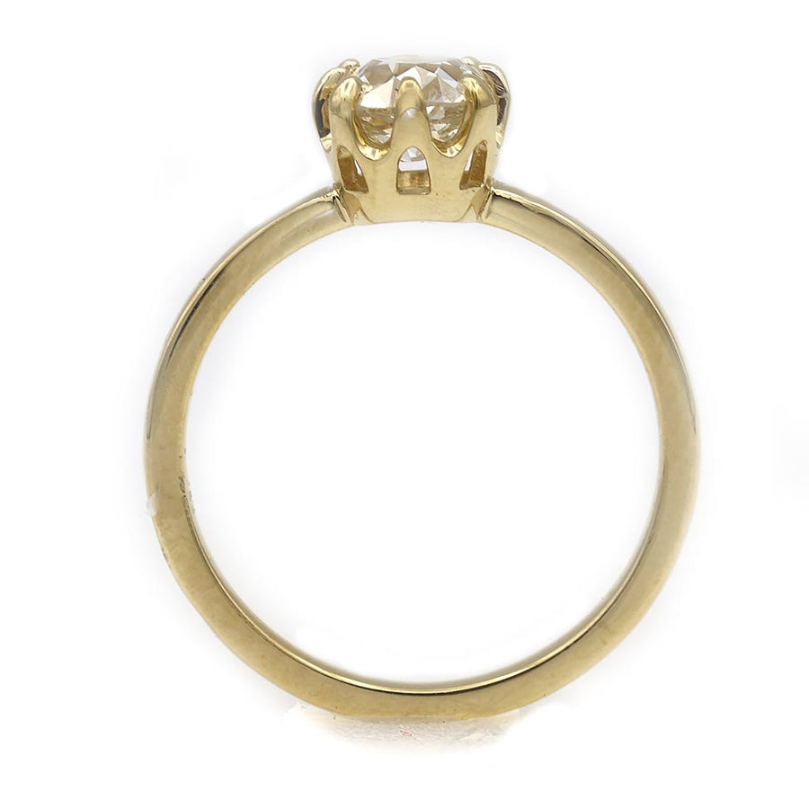 Vintage Style .85 Ct GIA Old Mine Cut Diamond Solitaire Engagement Ring in 18 Kt Yellow Gold K/VS2