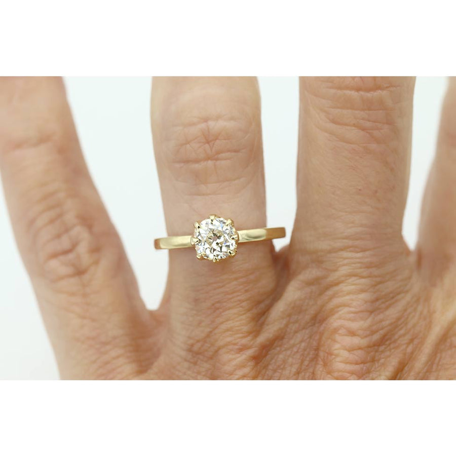 Vintage Style .85 Ct GIA Old Mine Cut Diamond Solitaire Engagement Ring in 18 Kt Yellow Gold K/VS2