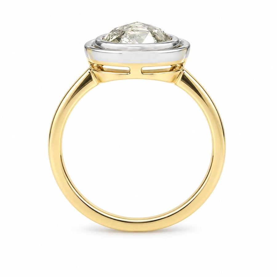 Victorian Style 1.45 Ct Rose Cut Diamond Bezel Engagement Ring in Platinum & 18Kt Yellow Gold
