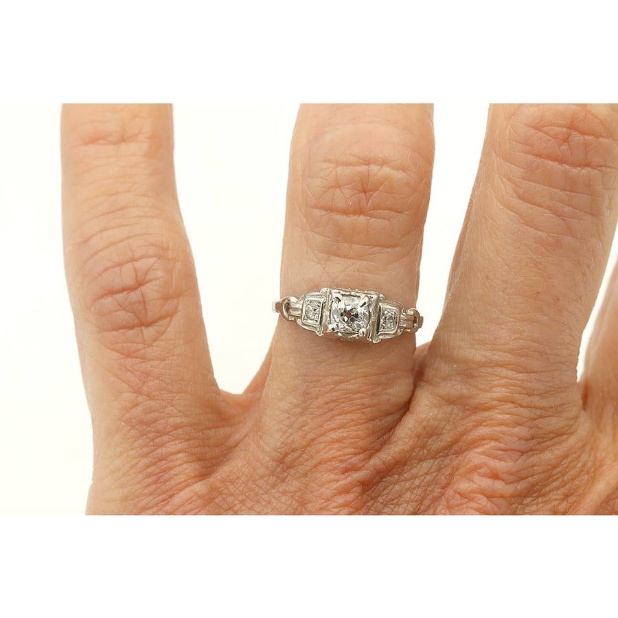 Art Deco .44 CTW Three-Stone Old Mine Cut Diamond Engagement Ring
