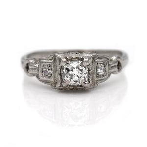 Antique .44 CTW Three Stone Art Deco Diamond Engagement Ring