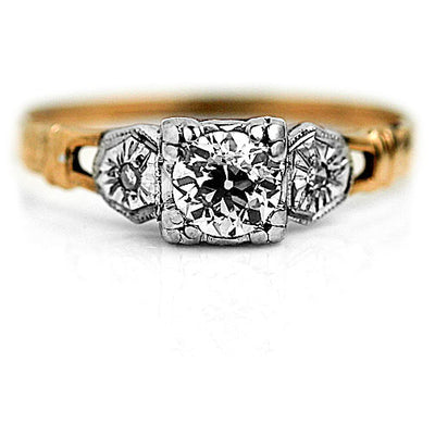 Victorian .45 CTW Old European Cut Diamond Filigree Antique Engagement Ring