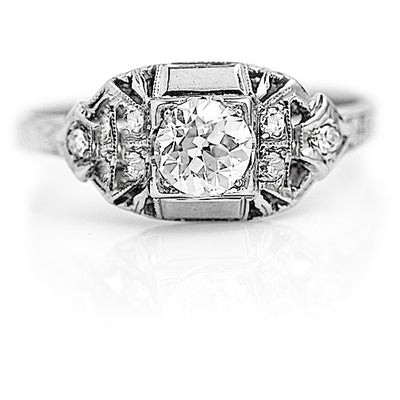 Art Deco .62 CTW Old European Cut Antique Diamond Engagement Ring