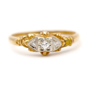 Dainty Diamond Ring .17 CTW Old European Cut Diamond Promise Ring - Vintage Diamond Ring