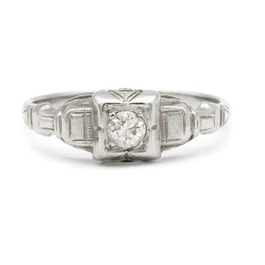 Mid-Century .15 CTW Solitaire European Cut Diamond Antique Engagement Ring - Vintage Diamond Ring