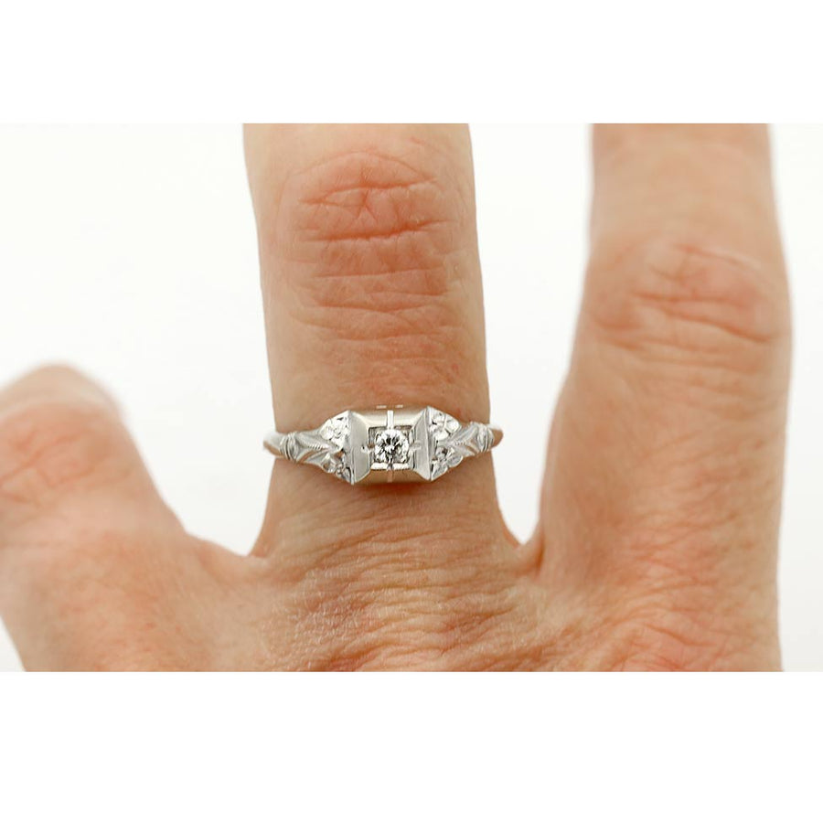 Vintage Bezel Set Diamond Wedding Ring in 14K Two-Tone Gold | Circa 1970s
