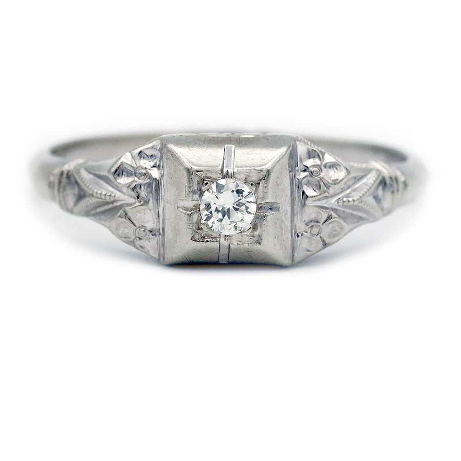 Vintage Bezel Set Diamond Wedding Ring in 14K Two-Tone Gold | Circa 1970s