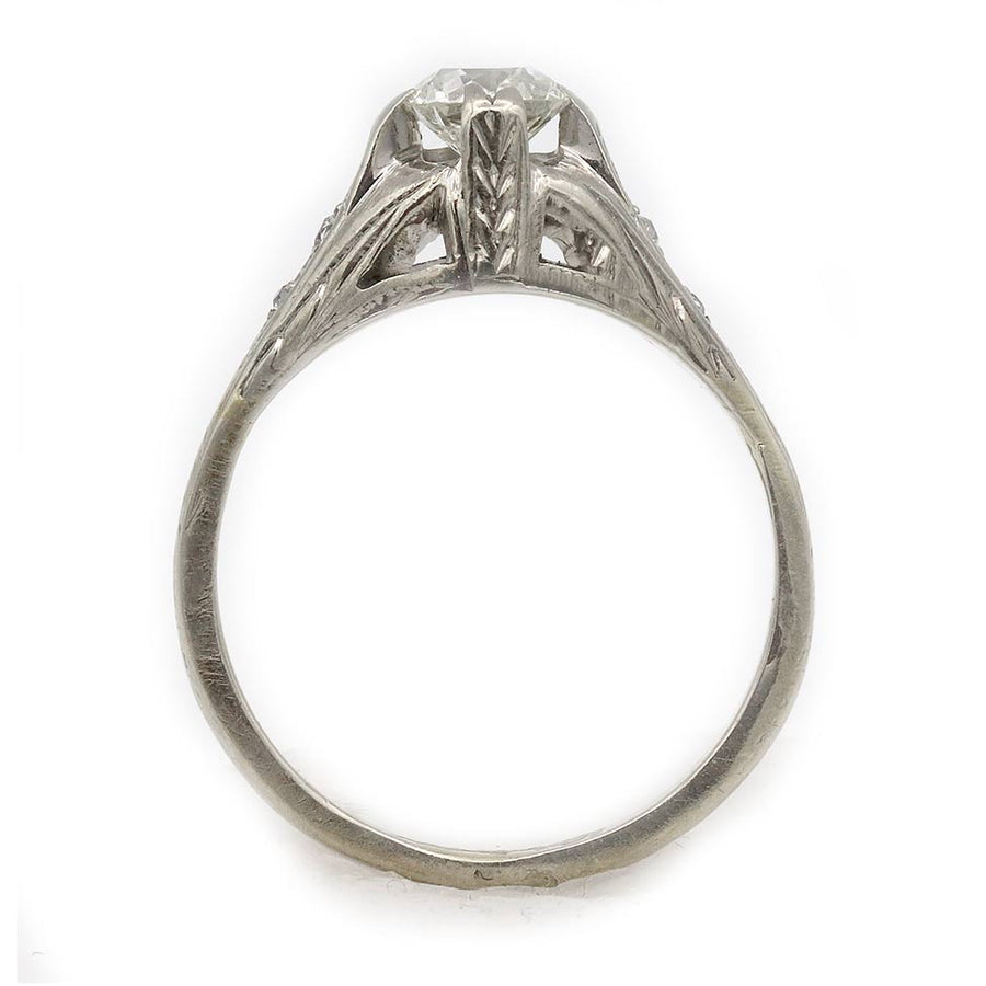 Late Art Deco Old European Cut Diamond Engagement Ring .60 Ct