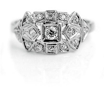 Art Deco .43 CTW Vintage Diamond Platinum Engagement Ring