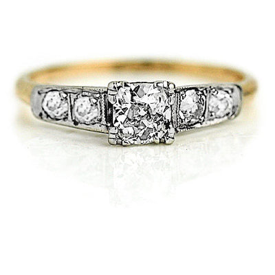 Mid-Century .62 CTW 14 Karat Two Tone Vintage Diamond Engagement Ring