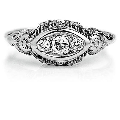 Art Deco .35 CTW Three Stone Antique Engagement Ring