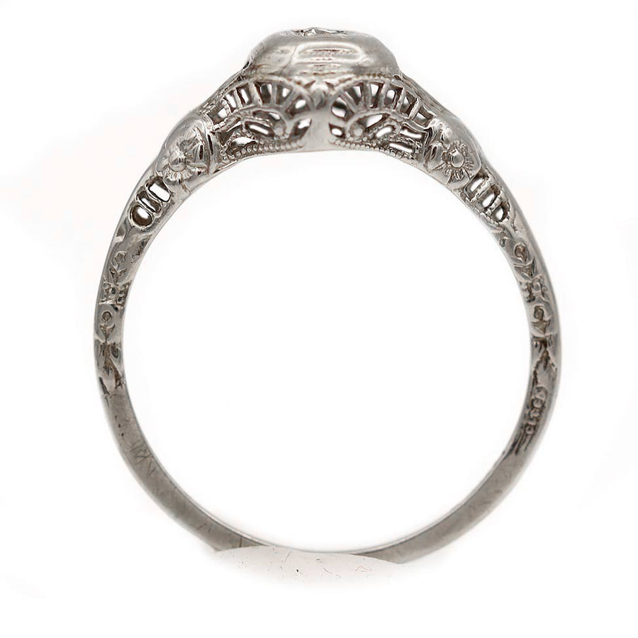 Dainty Antique .05 CTW Old Single Cut Diamond 14 Karat Filigree Vintage Engagement Ring