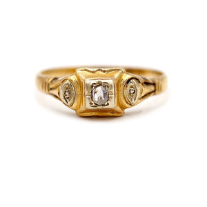 Antique 1940s .15 CTW Rose Cut Diamond Solitaire Vintage Engagement Ring - Vintage Diamond Ring
