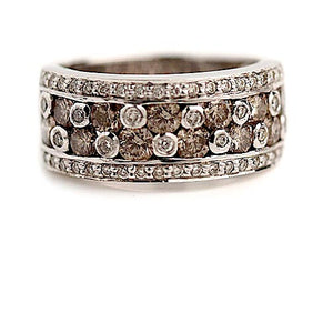 Mid-Century 1.90 CTW Fancy Brown Diamond Half Eternity Vintage Wedding Band - Vintage Diamond Ring