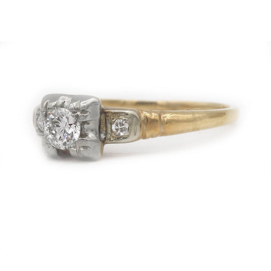 Mid-Century .30 CTW Old European Cut Diamond Two-Tone Engagement Ring