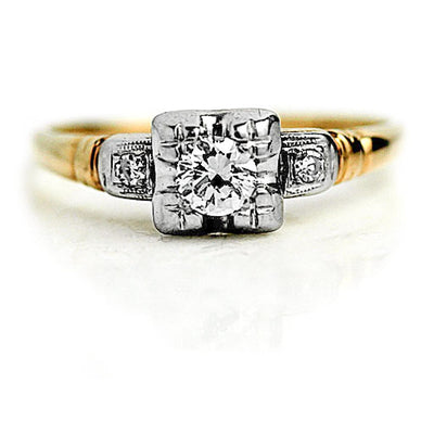 Mid-Century .30 CTW Vintage Two Tone Diamond Engagement Ring