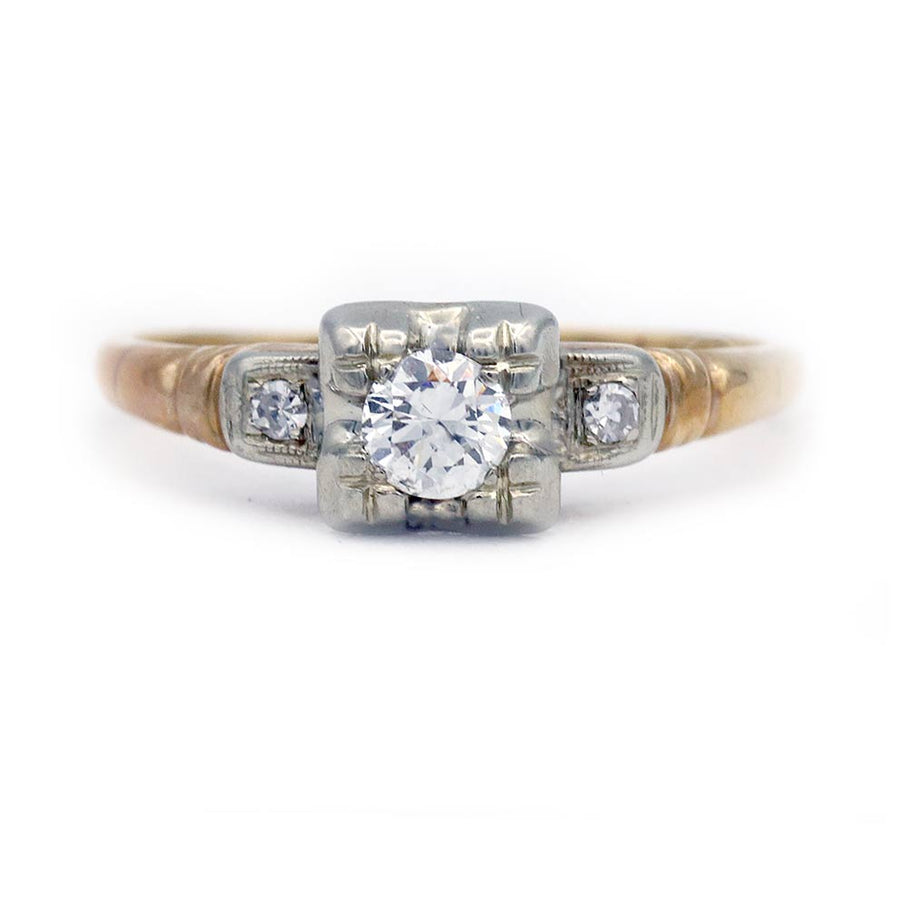 Mid-Century .30 CTW Old European Cut Diamond Two-Tone Engagement Ring