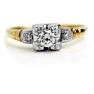 Mid-Century .30 CTW Vintage Two Tone Diamond Engagement Ring