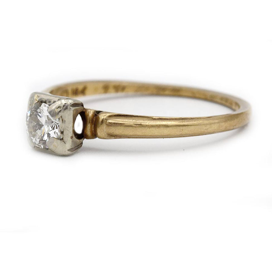 Ellida: .35 Ct Old European Cut Diamond Two-Tone Ring (1940s)
