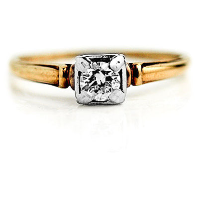 Mid-Century .35 CTW Petite Two Tone Vintage Diamond Engagement Ring