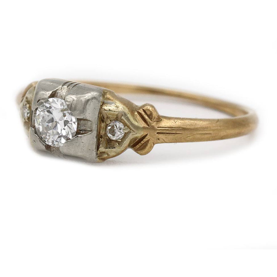 Mid-Century .30 CTW Two-Tone Old European Cut Diamond Vintage Engagement Ring