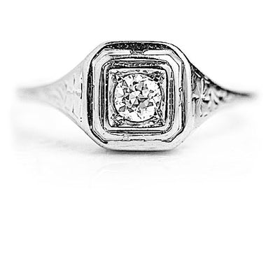 Antique .25 CTW Two Tiered Square Solitaire Art Deco Engagement Ring