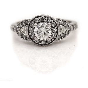 Mid-Century 1.10 CTW Vintage Halo Diamond Engagement Ring