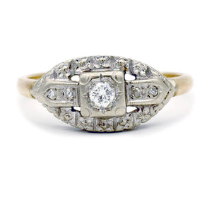 Vintage 1940s .30 CTW Transitional Cut Diamond Antique Engagement Ring - Vintage Diamond Ring