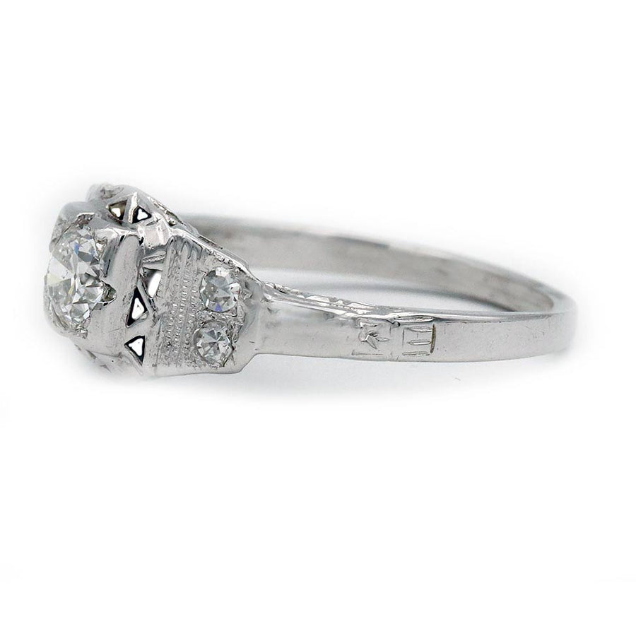 Vintage Geometric Square .43 CTW European Cut Art Deco Engagement Ring