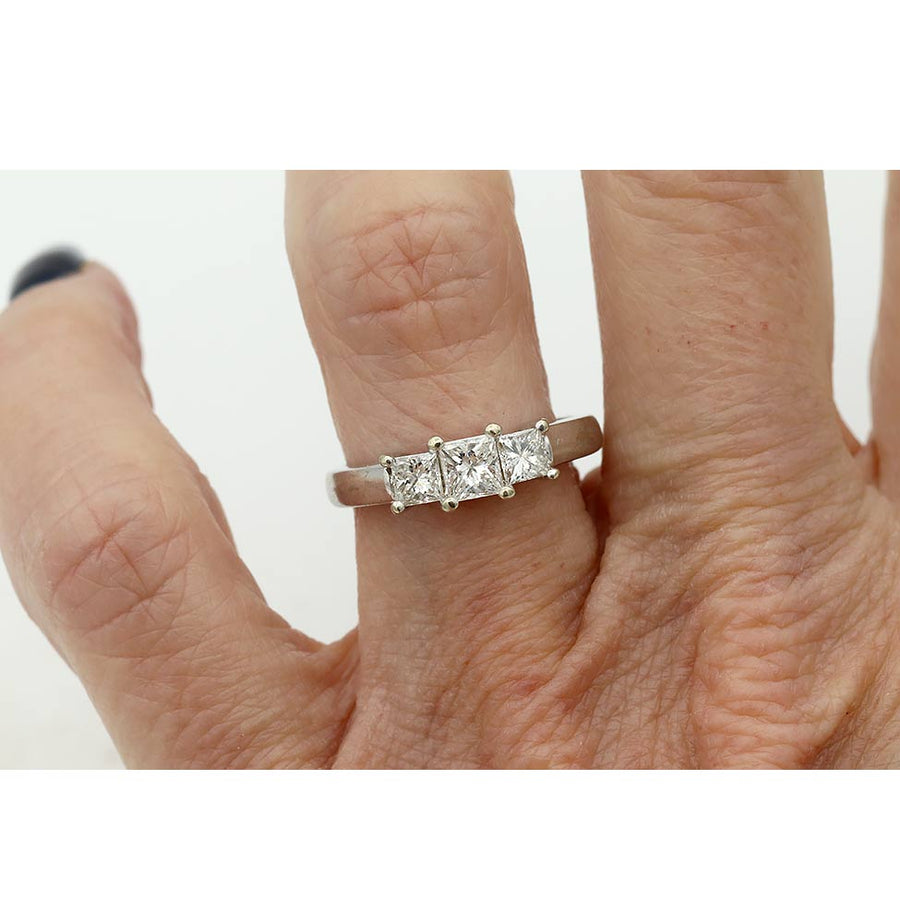 Mid-Century .75 CTW 3-Stone Princess Cut Diamond Engagement Ring | E/SI1