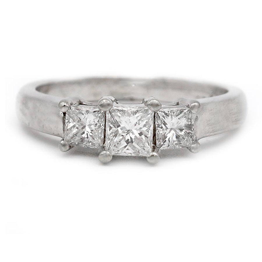 Mid-Century .75 CTW 3-Stone Princess Cut Diamond Engagement Ring | E/SI1