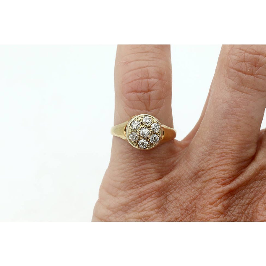 Mid-Century .50 CTW Old Mine Cut Diamond Cluster Engagement Ring in 14K Two-Tone Gold