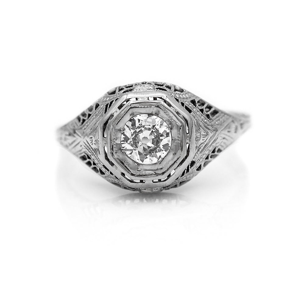 Octagon vintage engagement ring hotsell
