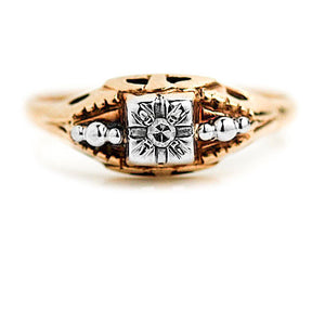 Mid-Century .05 CTW 1940s Petite Single Cut Diamond Antique Engagement Ring - Vintage Diamond Ring