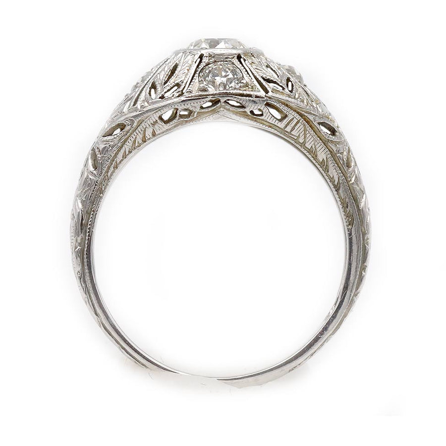 Edwardian .68 CTW Old European Cut Diamond Dome Engagement Ring in 18K White Gold