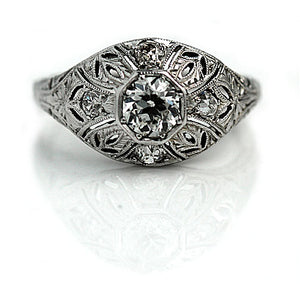 Edwardian .68 CTW European Cut Diamond Dome Vintage Engagement Ring - Vintage Diamond Ring